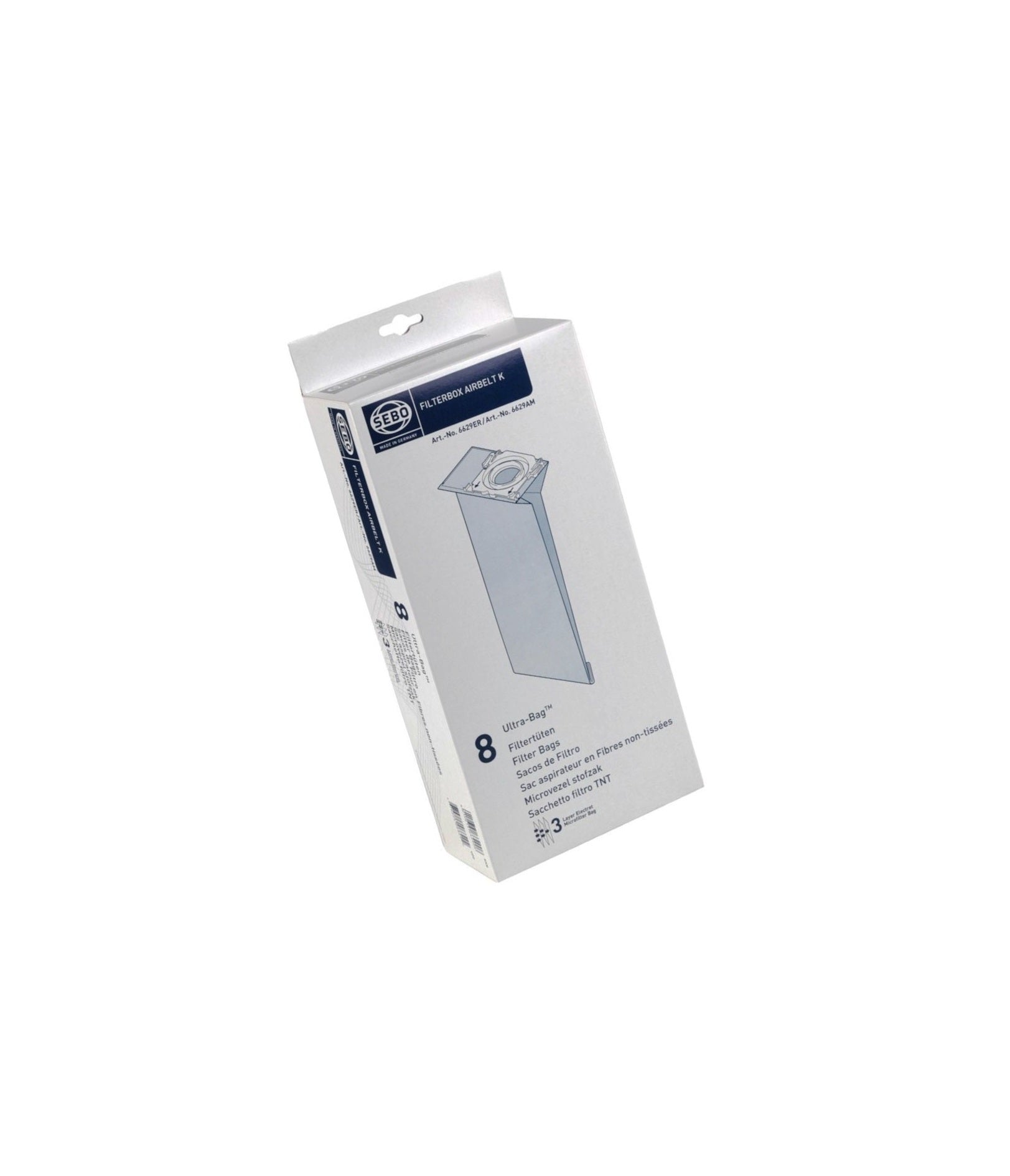 Sebo 6629ER Filterbox Airbelt K Vacuum Bag - Pack of 8 