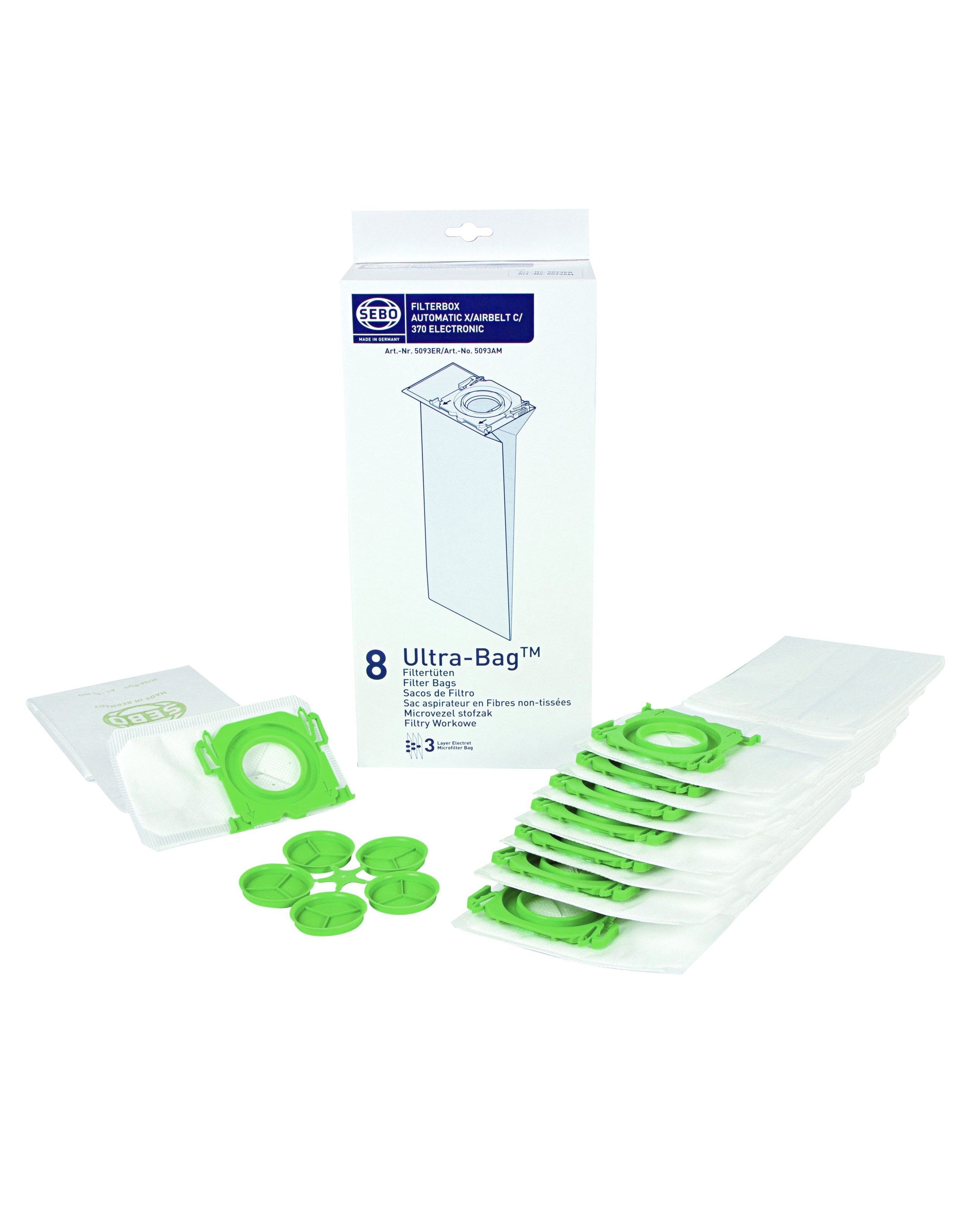 SEBO 5093ER Vacuum Cleaner Fleece Bags (8 Pack) 